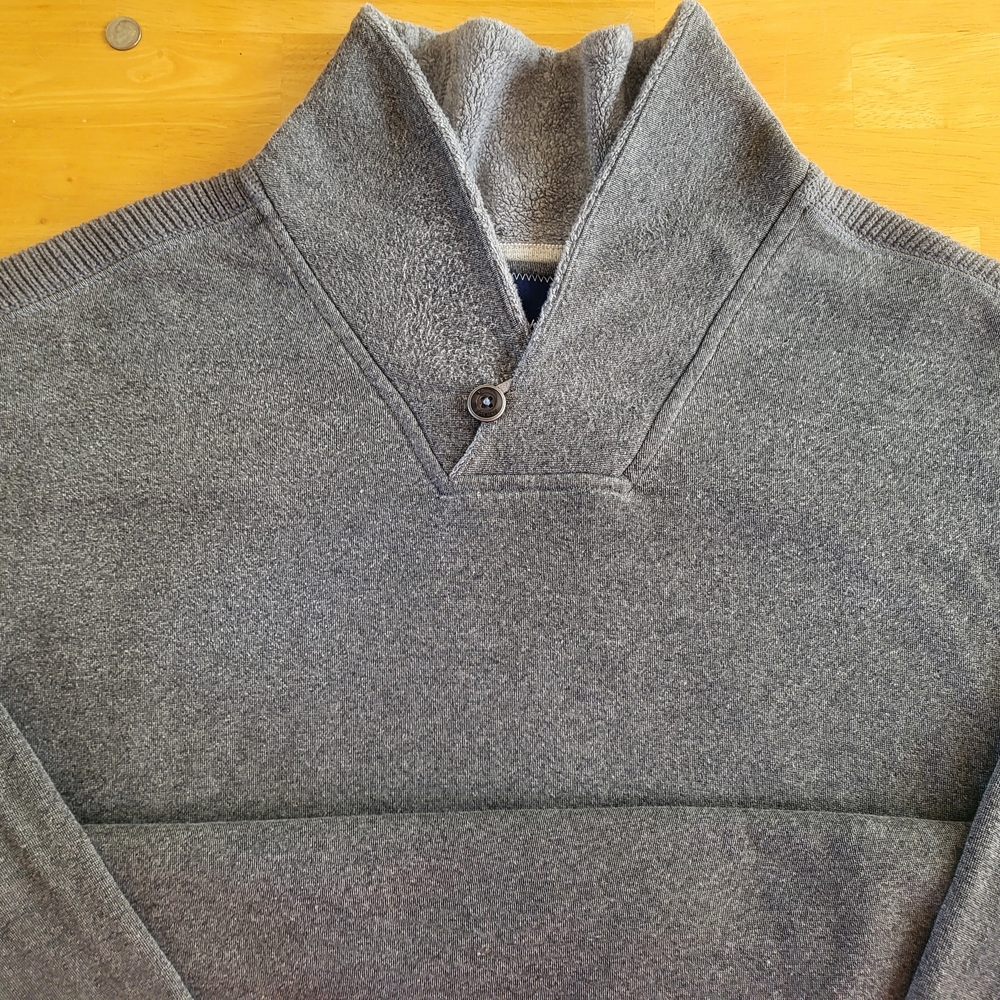 Tommy Bahama Gray Fleece, Relaxed Fit Pullover, With Button Neck
